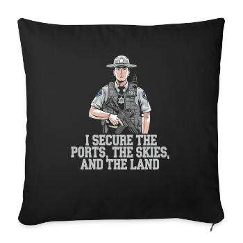 Emplois d’agent des douanes et de la protection des frontières dans les aéroports - Housse de coussin décorative 45 x 45 cm - noir - Devant