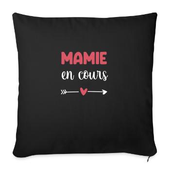 mamie en cours coeur cadeau mamie - Housse de coussin décorative 45 x 45 cm - noir - Devant