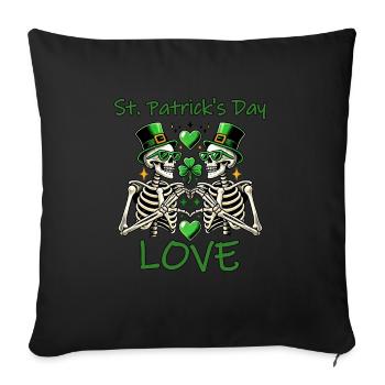 St. Patrick's Day Love - Skelett Herzen Design - Sofakissenbezug 45 x 45 cm - Schwarz - Vorne