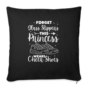 Oubliez les pantoufles de verre, cette princesse porte de la gaieté - Housse de coussin décorative 45 x 45 cm - noir - Devant