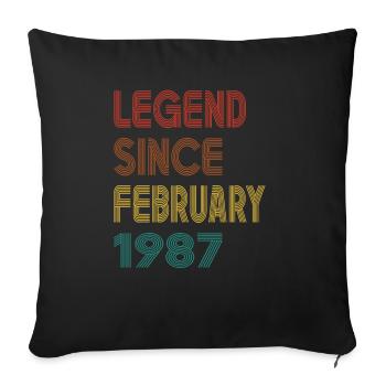 Légende Depuis Février 1987 Hommes Femmes Millésime 1987 - Housse de coussin décorative 45 x 45 cm - noir - Devant