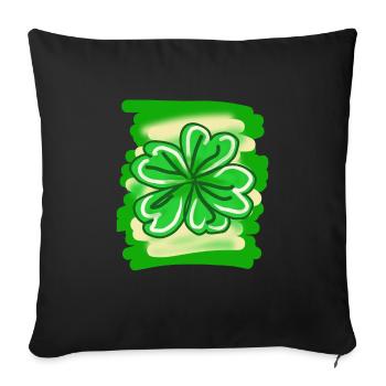 Kleeblatt handgemalt Glücksblatt St patricks Tag - Sofakissenbezug 45 x 45 cm - Schwarz - Vorne