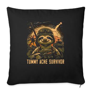 Funny Sloth Meme Stomach Ache - Sofa pillowcase 17,3'' x 17,3'' (45 x 45 cm) - black - Front