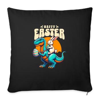 Easter Bunny Riding Dinosaur with Easter Egg - Sofa pillowcase 17,3'' x 17,3'' (45 x 45 cm) - black - Front