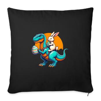 Easter Bunny Riding Dinosaur with Easter Egg - Sofa pillowcase 17,3'' x 17,3'' (45 x 45 cm) - black - Front