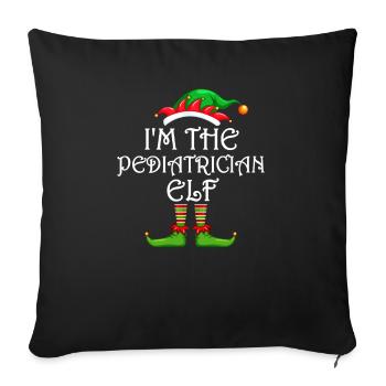 Je suis le pédiatre elfe assorti Noël en famille - Housse de coussin décorative 45 x 45 cm - noir - Devant