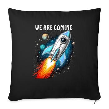 ROCKET WE ARE COMING - Sofa pillowcase 17,3'' x 17,3'' (45 x 45 cm) - black - Front