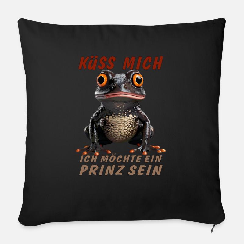 FROSCH KÜSS MICH MÖCHTE PRINZ SEIN - Sofakissenbezug 45 x 45 cm - Schwarz