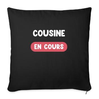cousine en cours cadeau future cousine cadeau - Housse de coussin décorative 45 x 45 cm - noir - Devant