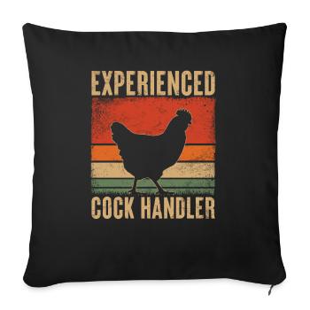 Poulet chuchoteur style rétro - Housse de coussin décorative 45 x 45 cm - noir - Devant