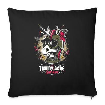 Funny Unicorn Meme Stomach Ache - Sofa pillowcase 17,3'' x 17,3'' (45 x 45 cm) - black - Front