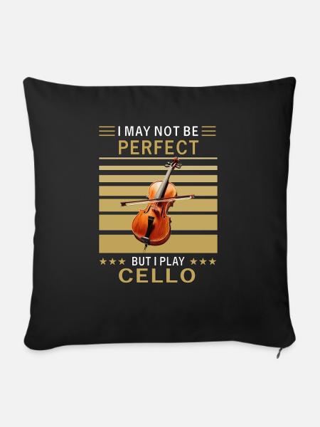I MAY NOT BE PERFECT CELLO - Sofakissenbezug 45 x 45 cm - Schwarz