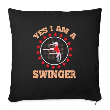 Circus Trapeze for Trapeze Artist Costume - Sofa pillowcase 17,3'' x 17,3'' (45 x 45 cm) - black - Front