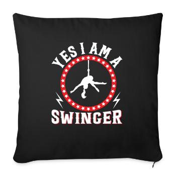 Trapèze de cirque pour costume de trapéziste - Housse de coussin décorative 45 x 45 cm - noir - Devant