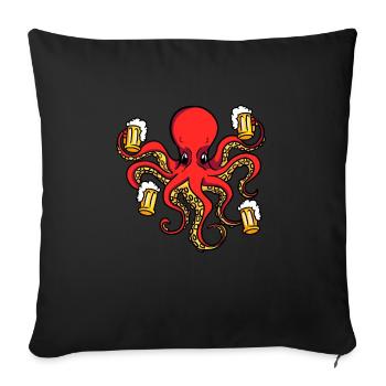OCTABEER Octopus with Beer Mugs Party - Sofa pillowcase 17,3'' x 17,3'' (45 x 45 cm) - black - Front