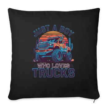 Juste un garçon qui aime les camions - Housse de coussin décorative 45 x 45 cm - noir - Devant