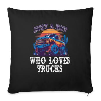 Juste un garçon qui aime les camions - Housse de coussin décorative 45 x 45 cm - noir - Devant