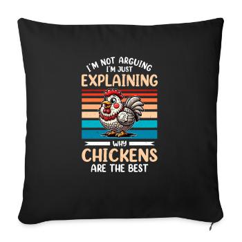 Chicken Chickens - Sofa pillowcase 17,3'' x 17,3'' (45 x 45 cm) - black - Front