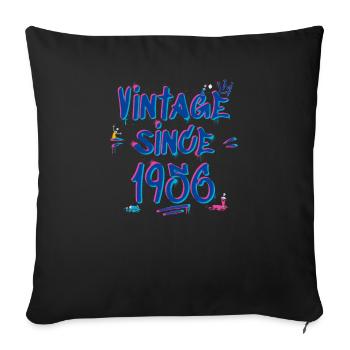 1956 Vintage Graffiti Glitch - 69 ans de style - Housse de coussin décorative 45 x 45 cm - noir - Devant