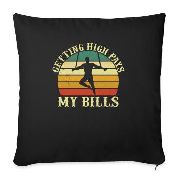 Trapèze de cirque pour costume de trapéziste - Housse de coussin décorative 45 x 45 cm - noir - Devant