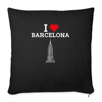 Espagne État J’aime Barcelone Empire Coeur Drapeau - Housse de coussin décorative 45 x 45 cm - noir - Devant