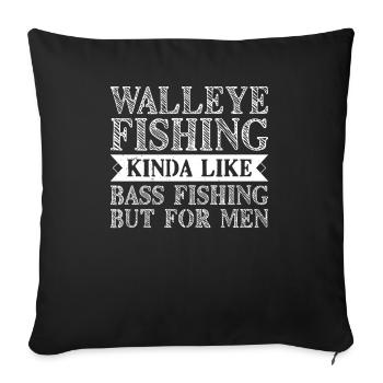 Walleye Zander Pêche Pêcheur Pêcheur - Housse de coussin décorative 45 x 45 cm - noir - Devant