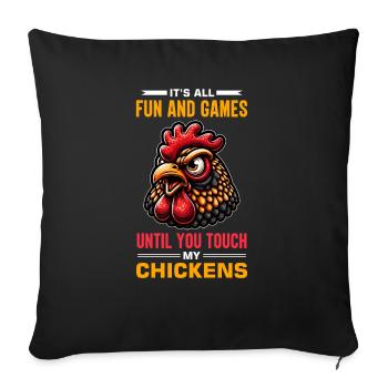 Chicken Chickens - Sofa pillowcase 17,3'' x 17,3'' (45 x 45 cm) - black - Front