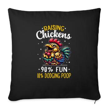 Chicken Chickens - Sofa pillowcase 17,3'' x 17,3'' (45 x 45 cm) - black - Front