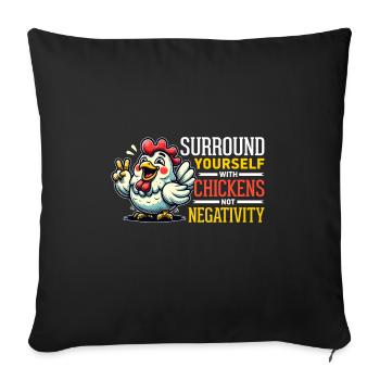 Chicken Chickens - Sofa pillowcase 17,3'' x 17,3'' (45 x 45 cm) - black - Front