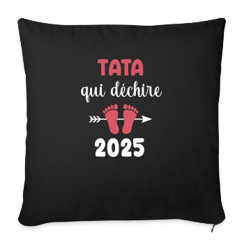 Who rocks auntie 2025 pregnancy announcement - Sofa pillowcase 17,3'' x 17,3'' (45 x 45 cm) - black - Front