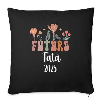 Auntie 2025 Future Flowers Pregnancy Announcement - Sofa pillowcase 17,3'' x 17,3'' (45 x 45 cm) - black - Front