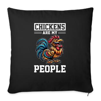 Chicken Chickens - Sofa pillowcase 17,3'' x 17,3'' (45 x 45 cm) - black - Front