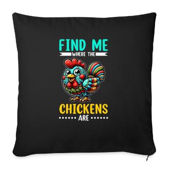 Chicken Chickens - Sofa pillowcase 17,3'' x 17,3'' (45 x 45 cm) - black - Front