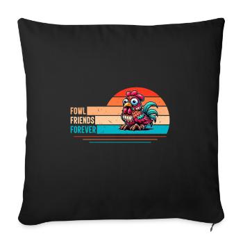 Chicken Chickens - Sofa pillowcase 17,3'' x 17,3'' (45 x 45 cm) - black - Front