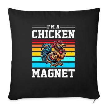 Chicken Chickens - Sofa pillowcase 17,3'' x 17,3'' (45 x 45 cm) - black - Front