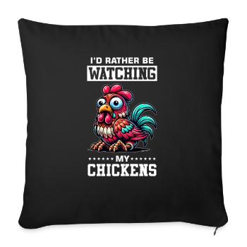 Chicken Chickens - Sofa pillowcase 17,3'' x 17,3'' (45 x 45 cm) - black - Front