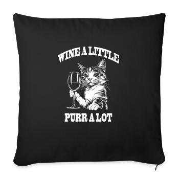 Vin Un Peu Ronronner Beaucoup Drôle Vin Chat - Housse de coussin décorative 45 x 45 cm - noir - Devant