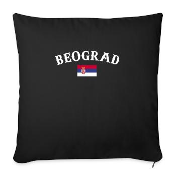 Belgrade Belgrade Serbie Drapeau serbe Serbie - Housse de coussin décorative 45 x 45 cm - noir - Devant