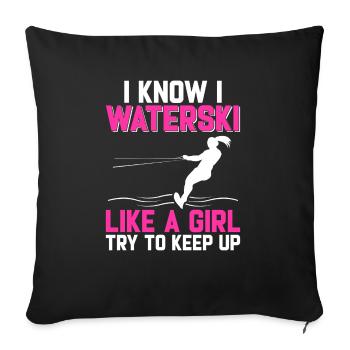 Water Ski For Women Girls Water Skiers - Sofa pillowcase 17,3'' x 17,3'' (45 x 45 cm) - black - Front