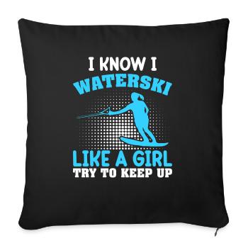 Water Ski For Women Girls Water Skiers - Sofa pillowcase 17,3'' x 17,3'' (45 x 45 cm) - black - Front