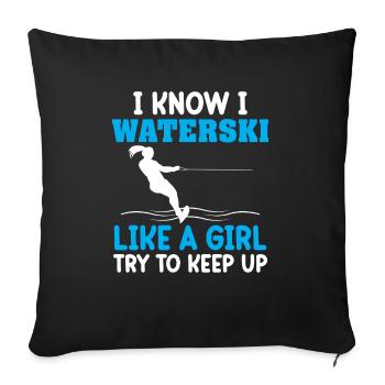 Water Ski For Women Girls Water Skiers - Sofa pillowcase 17,3'' x 17,3'' (45 x 45 cm) - black - Front