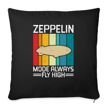 Dirigeable Zeppelin vintage 70 ans - Housse de coussin décorative 45 x 45 cm - noir - Devant