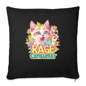 Cat Rage Consumes Me Humor Meme - Sofakissenbezug 45 x 45 cm - Schwarz - Vorne