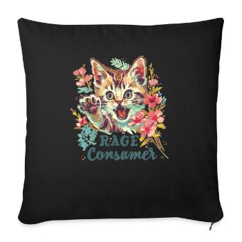 Cat Rage Consumes Me Humor Meme - Sofakissenbezug 45 x 45 cm - Schwarz - Vorne