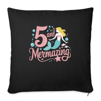 Fille Sirène 5 ans pour l’anniversaire - Housse de coussin décorative 45 x 45 cm - noir - Devant