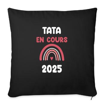 2025 Tata Pregnant Announcement - Sofa pillowcase 17,3'' x 17,3'' (45 x 45 cm) - black - Front