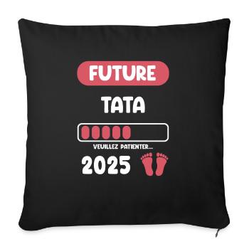 Future 2025 Tata announces pregnancy - Sofa pillowcase 17,3'' x 17,3'' (45 x 45 cm) - black - Front