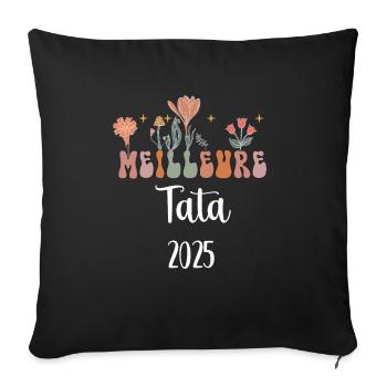 Tata 2025 Best Flowers Schwangerschaftsankündigung - Sofakissenbezug 45 x 45 cm - Schwarz - Vorne