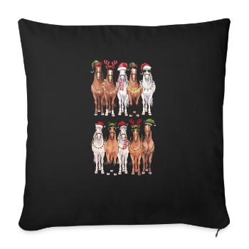 Percheron Pferde Mit Weihnachtshüte - Sofakissenbezug 45 x 45 cm - Schwarz - Vorne