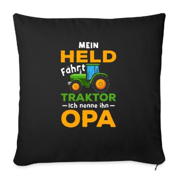 Landwirt Bauer Trecker Traktor Bauernhof Opa - Sofakissenbezug 45 x 45 cm - Schwarz - Vorne